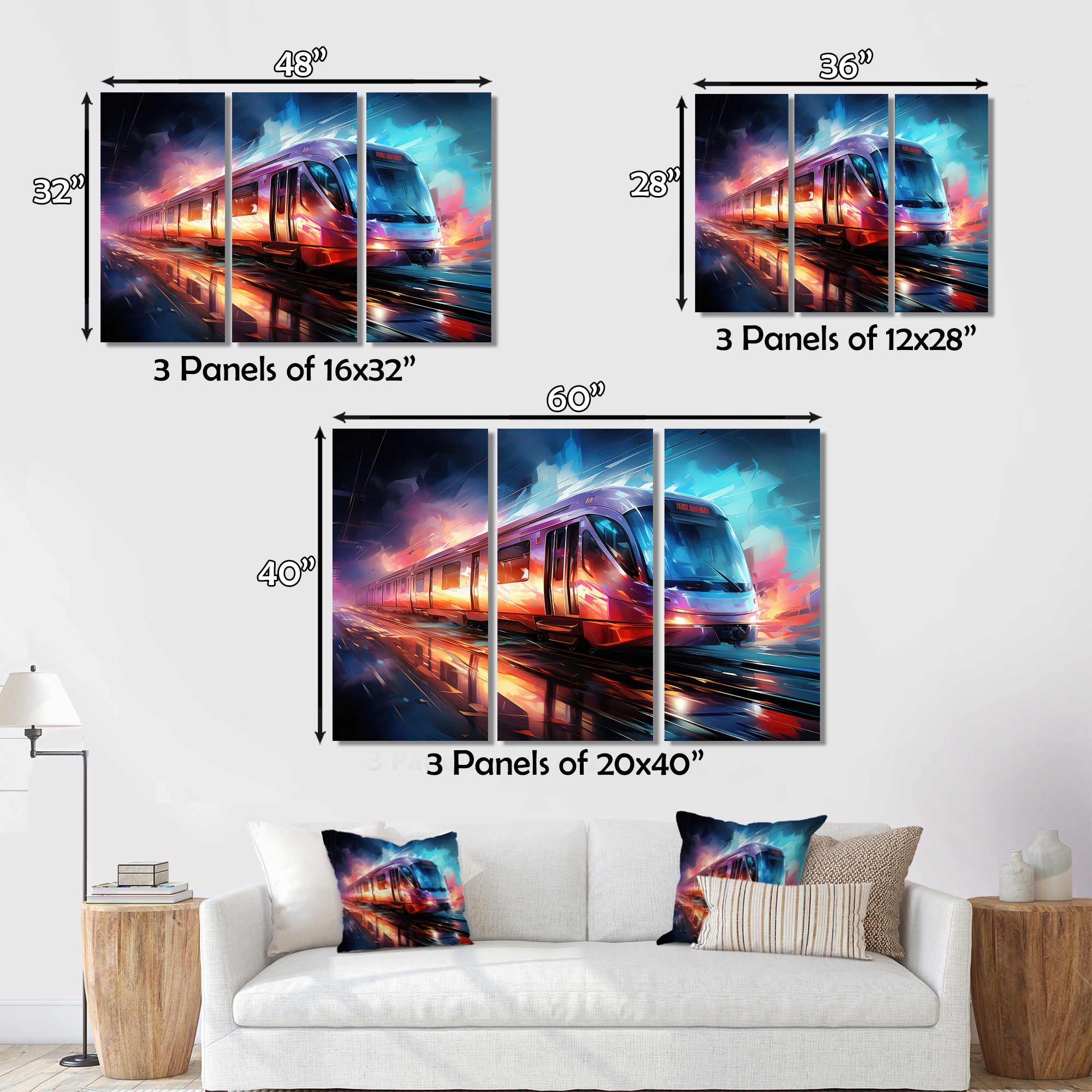 Abstract Train Luminous Journeys - Train Canvas Wall Art