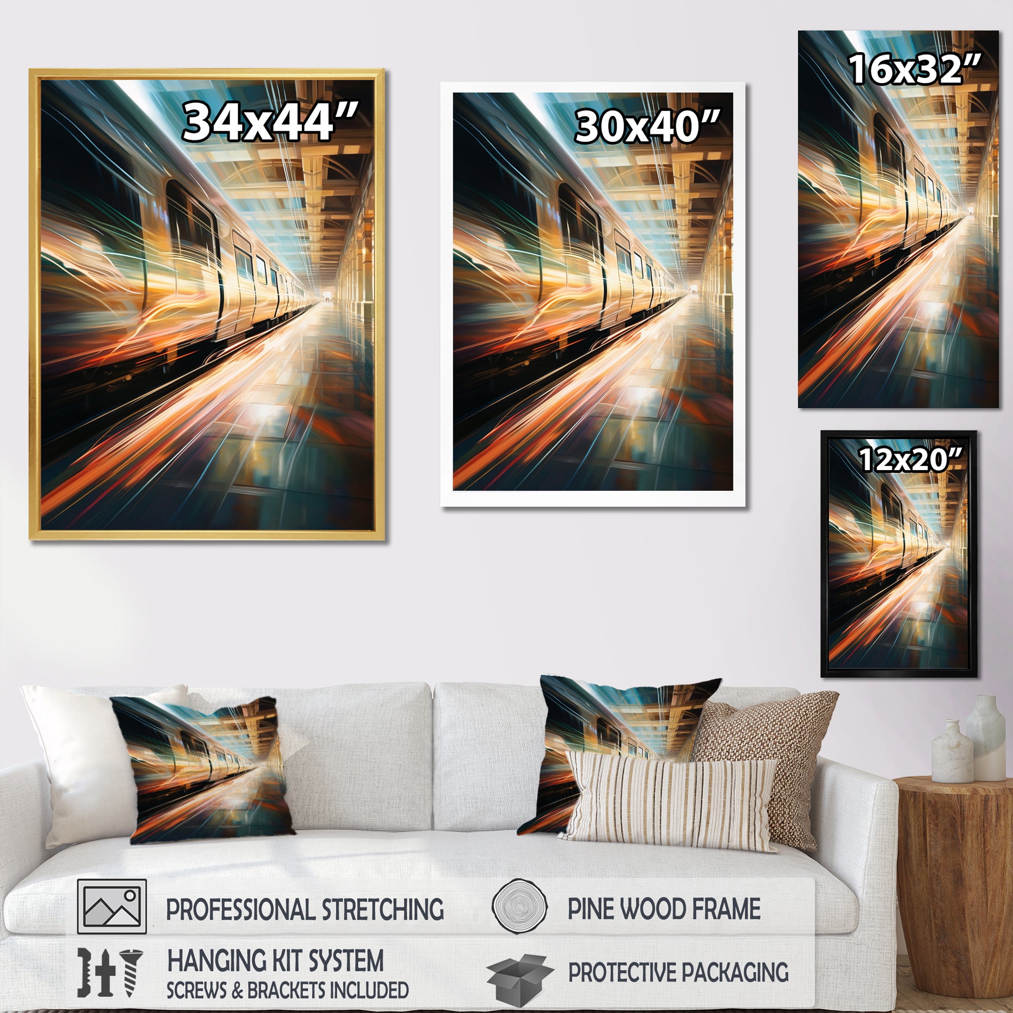 Train Luminous Trail Lights I - Train Canvas Wall Art