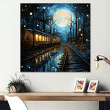 Train Luminous Trails Pointillism - Train Canvas Wall Art