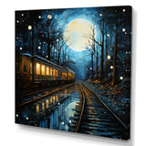 Train Luminous Trails Pointillism - Train Canvas Wall Art