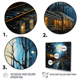 Train Luminous Trails Pointillism - Train Canvas Wall Art