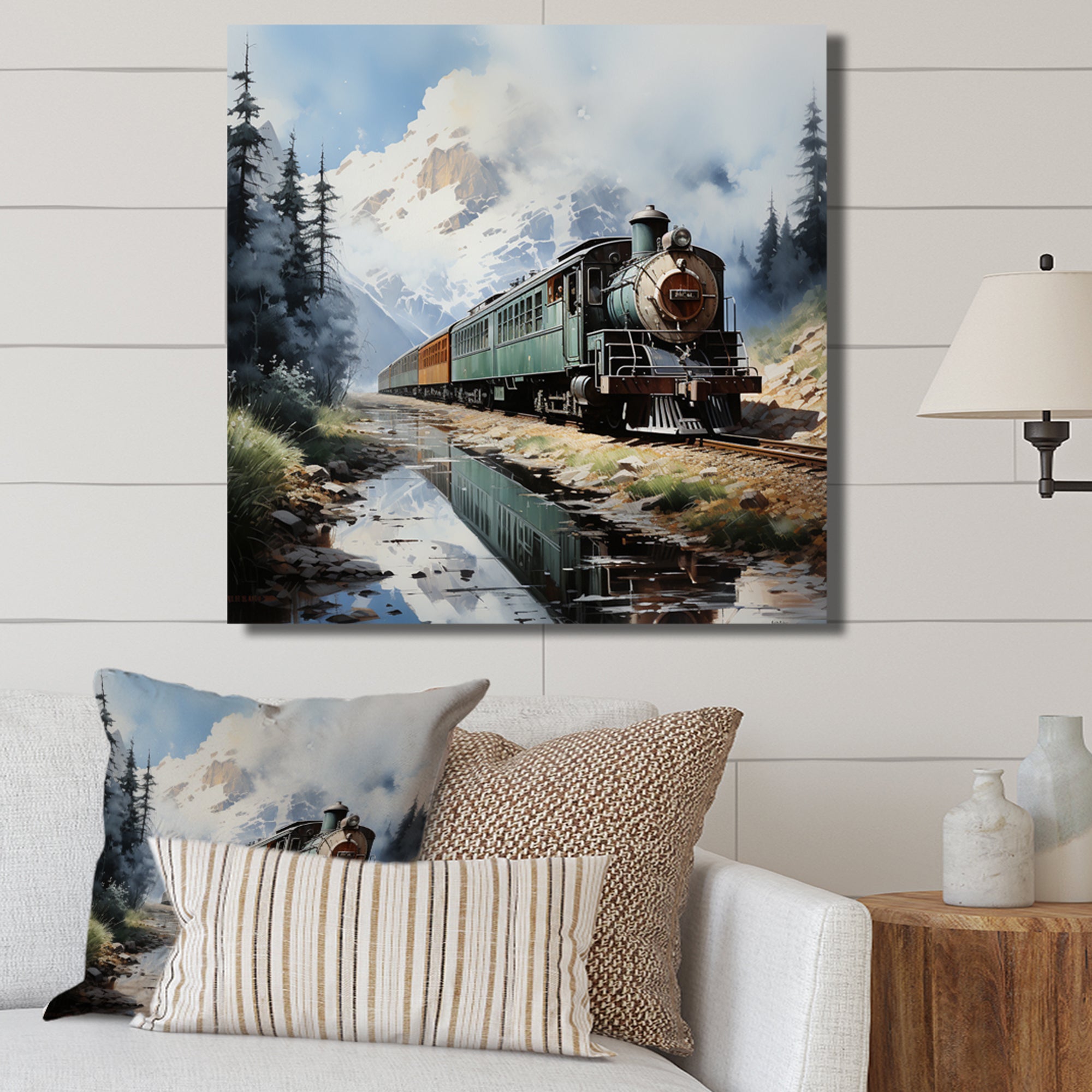 Train Majestic Passage Pointillism I - Train Canvas Wall Art