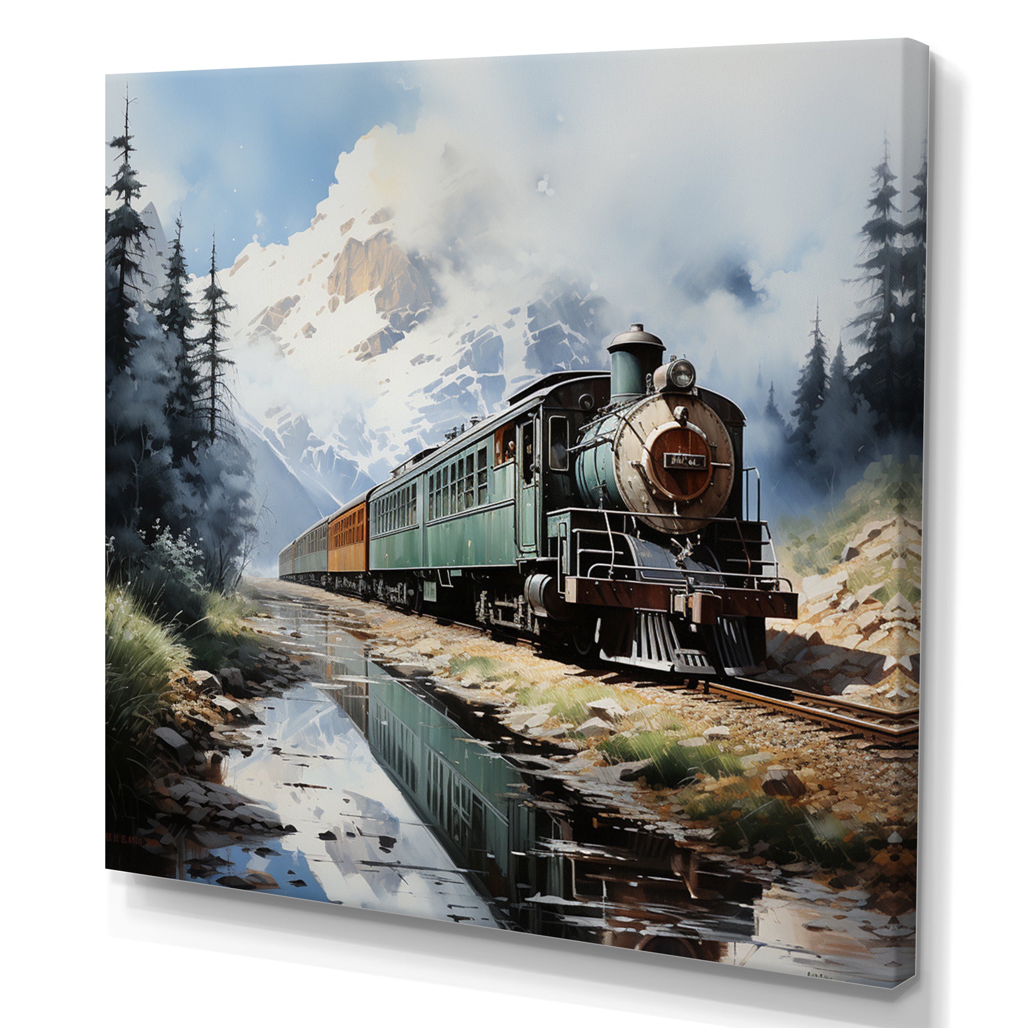 Train Majestic Passage Pointillism I - Train Canvas Wall Art
