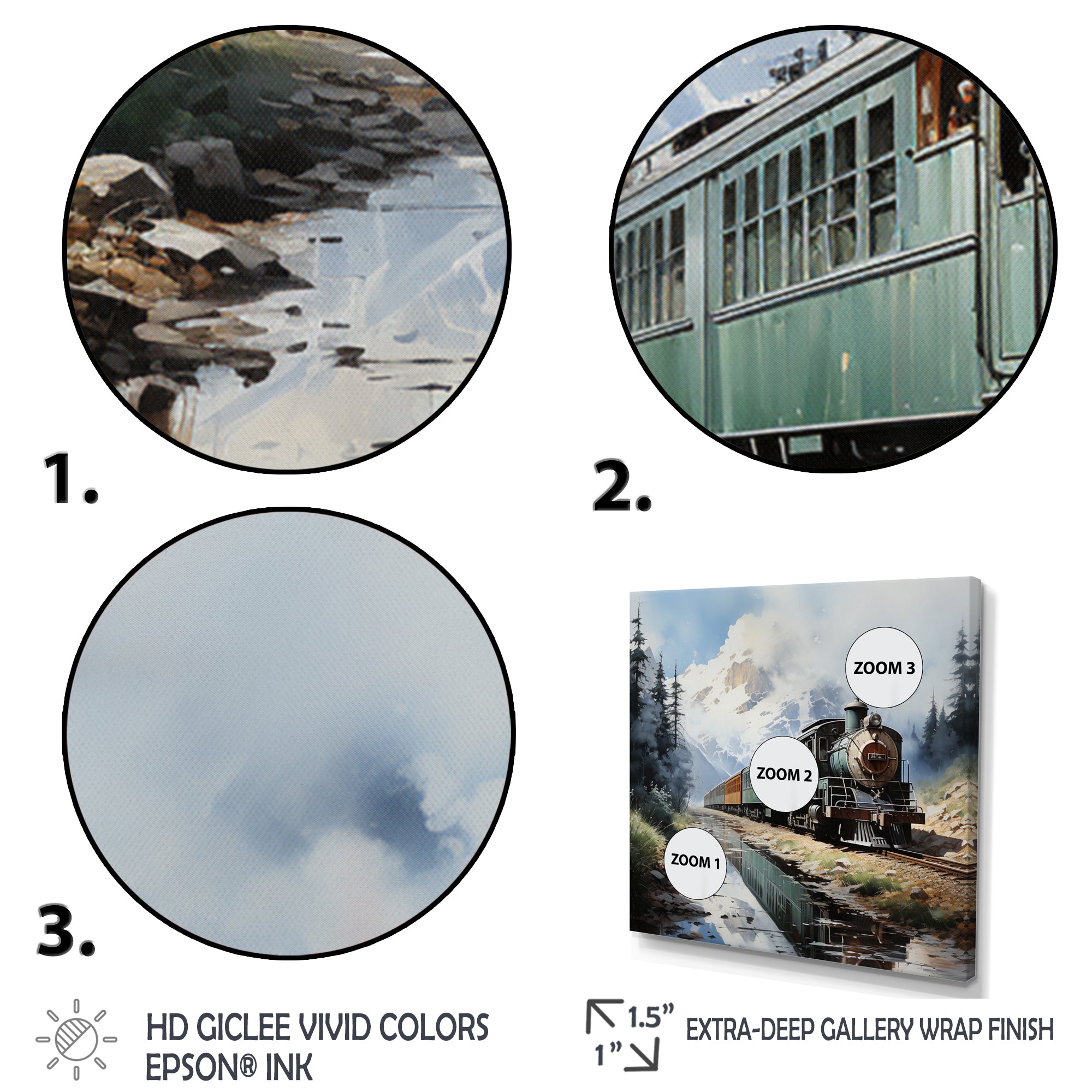 Train Majestic Passage Pointillism I - Train Canvas Wall Art