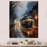 Train Misty Morning Pointillism I - Train Canvas Wall Art