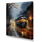Train Misty Morning Pointillism I - Train Canvas Wall Art