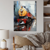 Yellow Red Train Tracks - Train Canvas Wall Art
