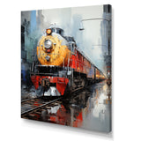 Yellow Red Train Tracks - Train Canvas Wall Art