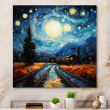 Blue Train Rails By Vincent I - Train Canvas Wall Art