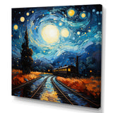 Blue Train Rails By Vincent I - Train Canvas Wall Art