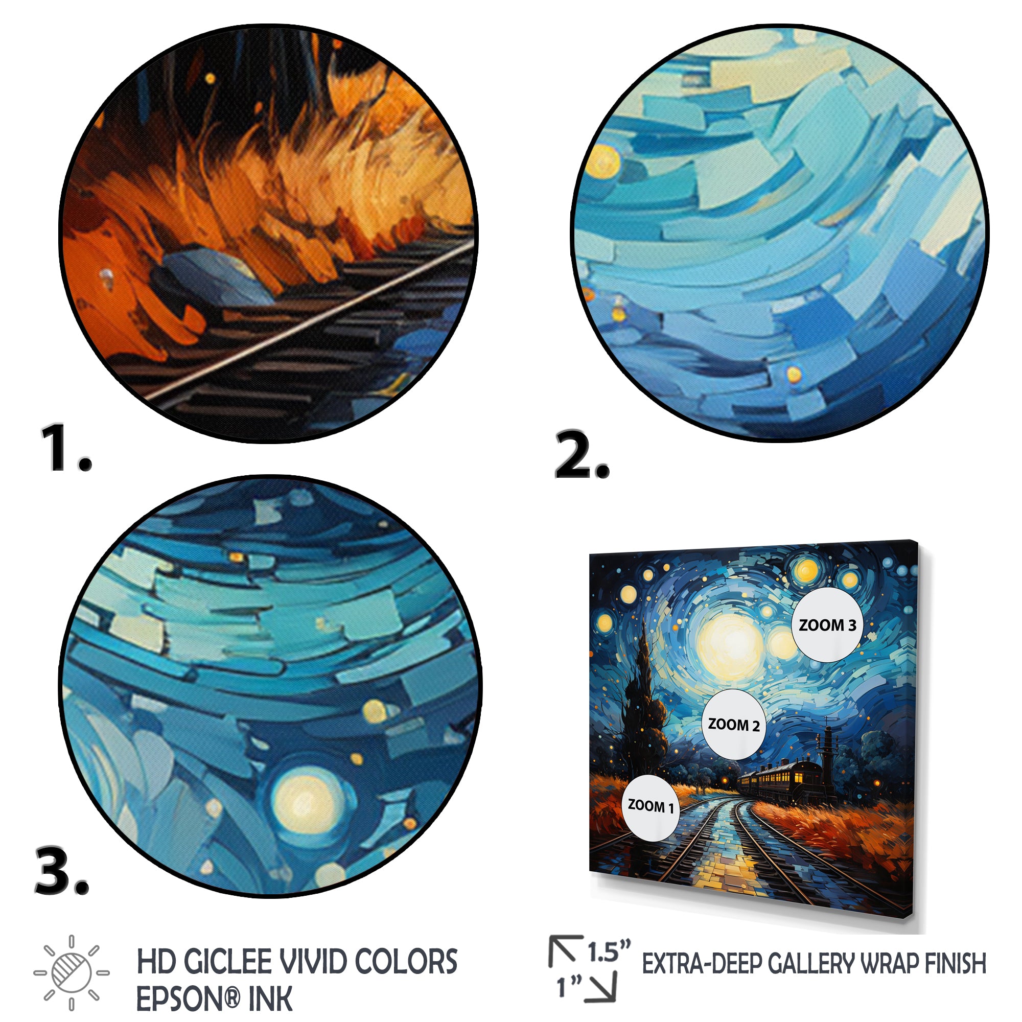 Blue Train Rails By Vincent I - Train Canvas Wall Art