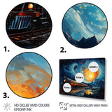 Yellow Blue Train Rails By Vincent - Train Canvas Wall Art