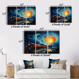 Yellow Blue Train Rails By Vincent - Train Canvas Wall Art