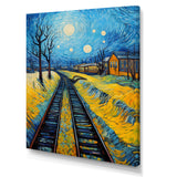 Yellow Grass Train Rails - Train Canvas Wall Art