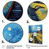 Yellow Grass Train Rails - Train Canvas Wall Art