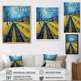 Yellow Grass Train Rails - Train Canvas Wall Art