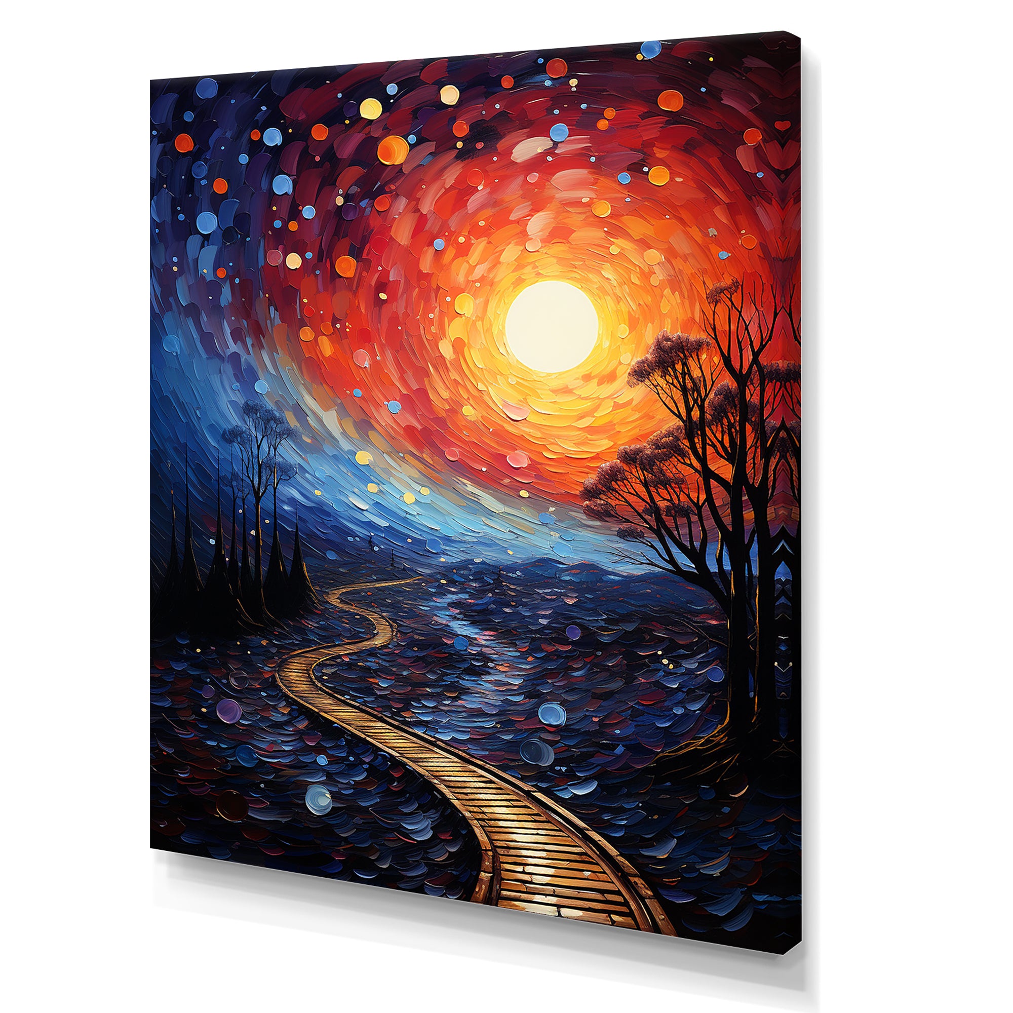 Orange Tree Aerial Dance Pointillism I - Train Canvas Wall Art