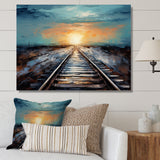 Peach Train Track Serene Railways - Train Canvas Wall Art