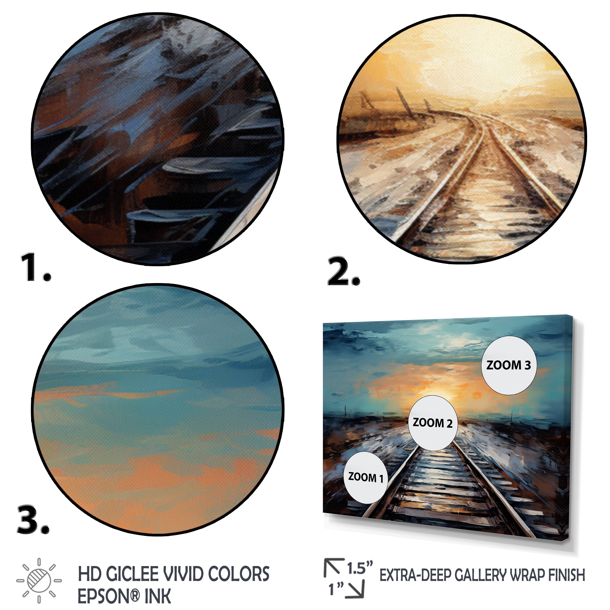 Peach Train Track Serene Railways - Train Canvas Wall Art