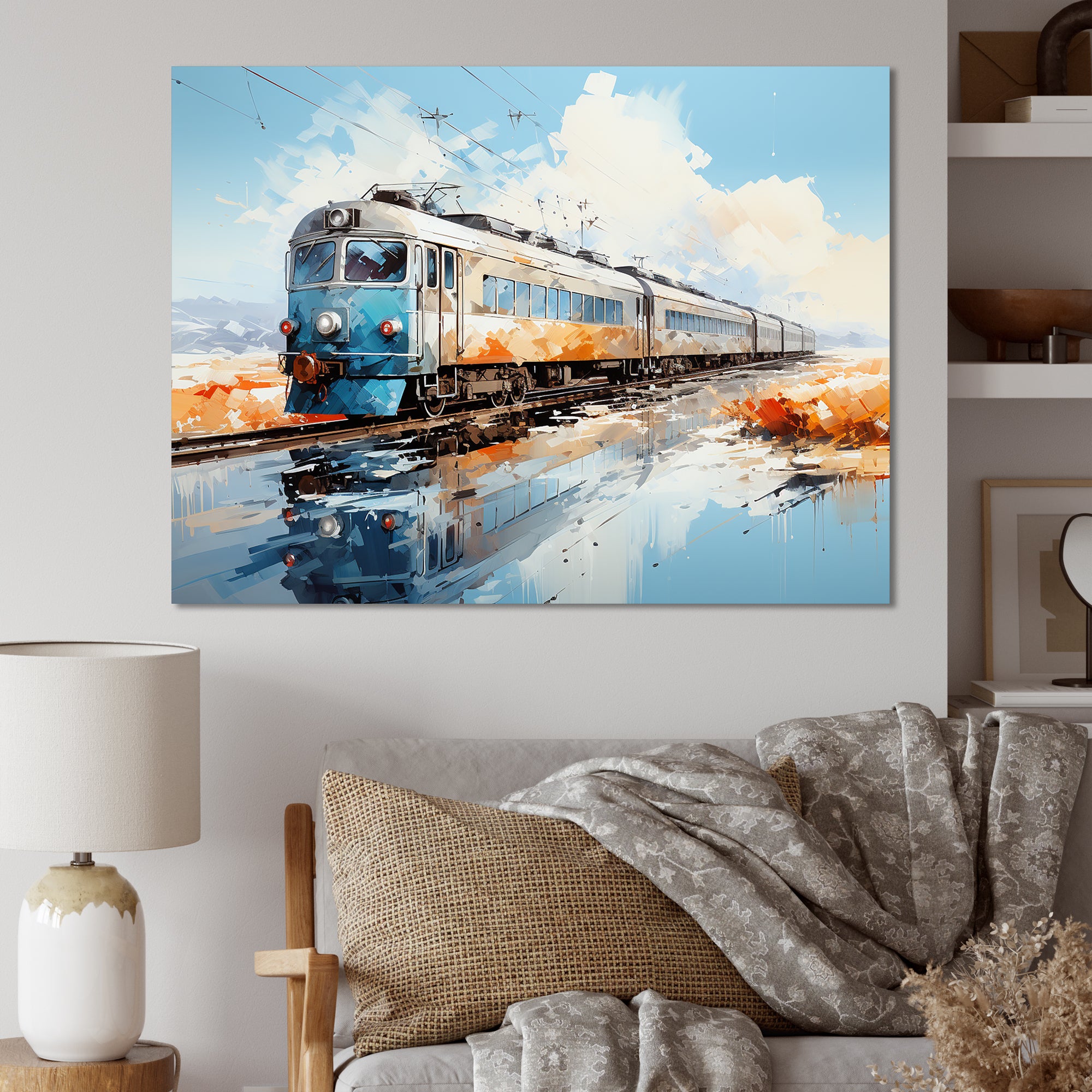 Blue Train Sublime Landscapes I - Train Canvas Wall Art