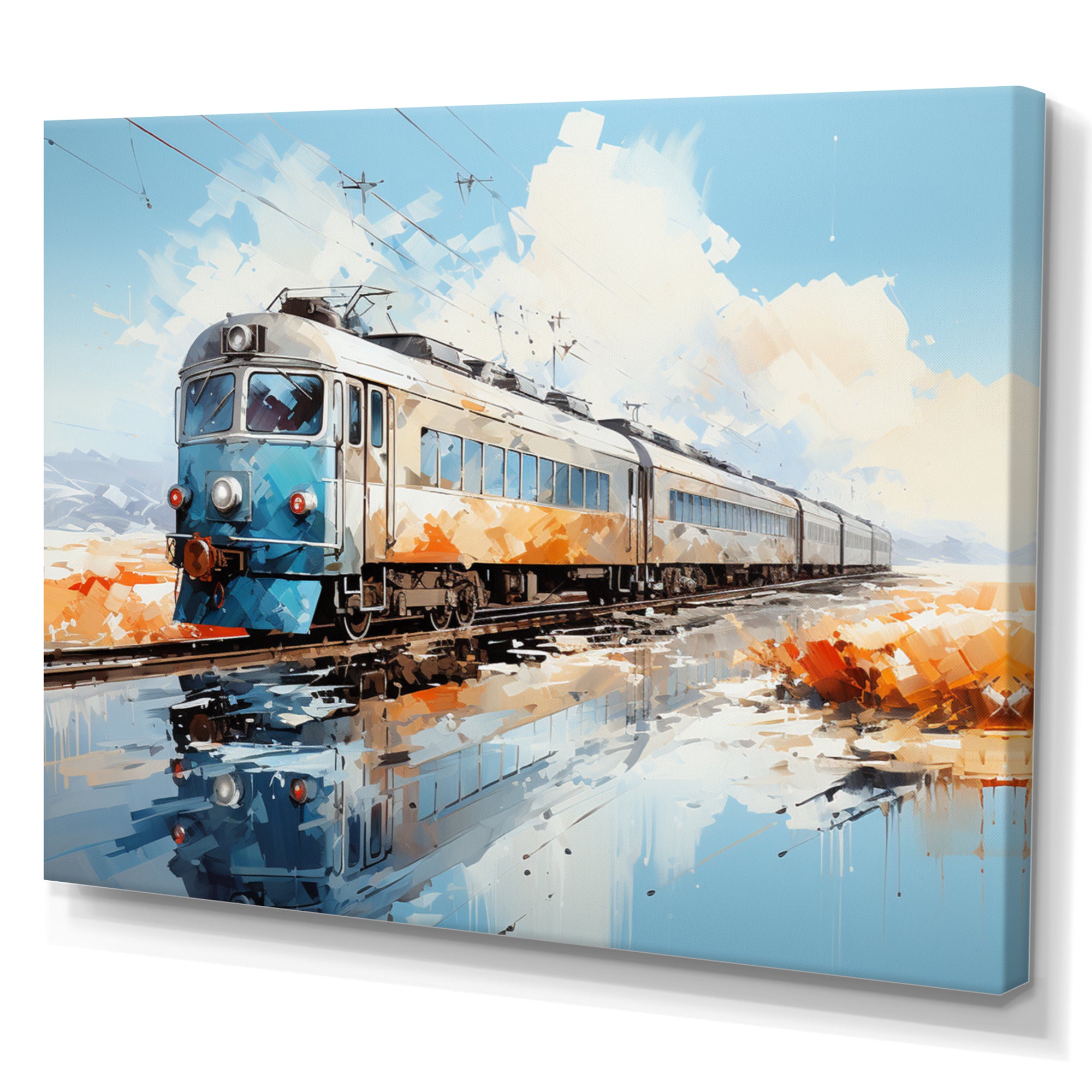 Blue Train Sublime Landscapes I - Train Canvas Wall Art