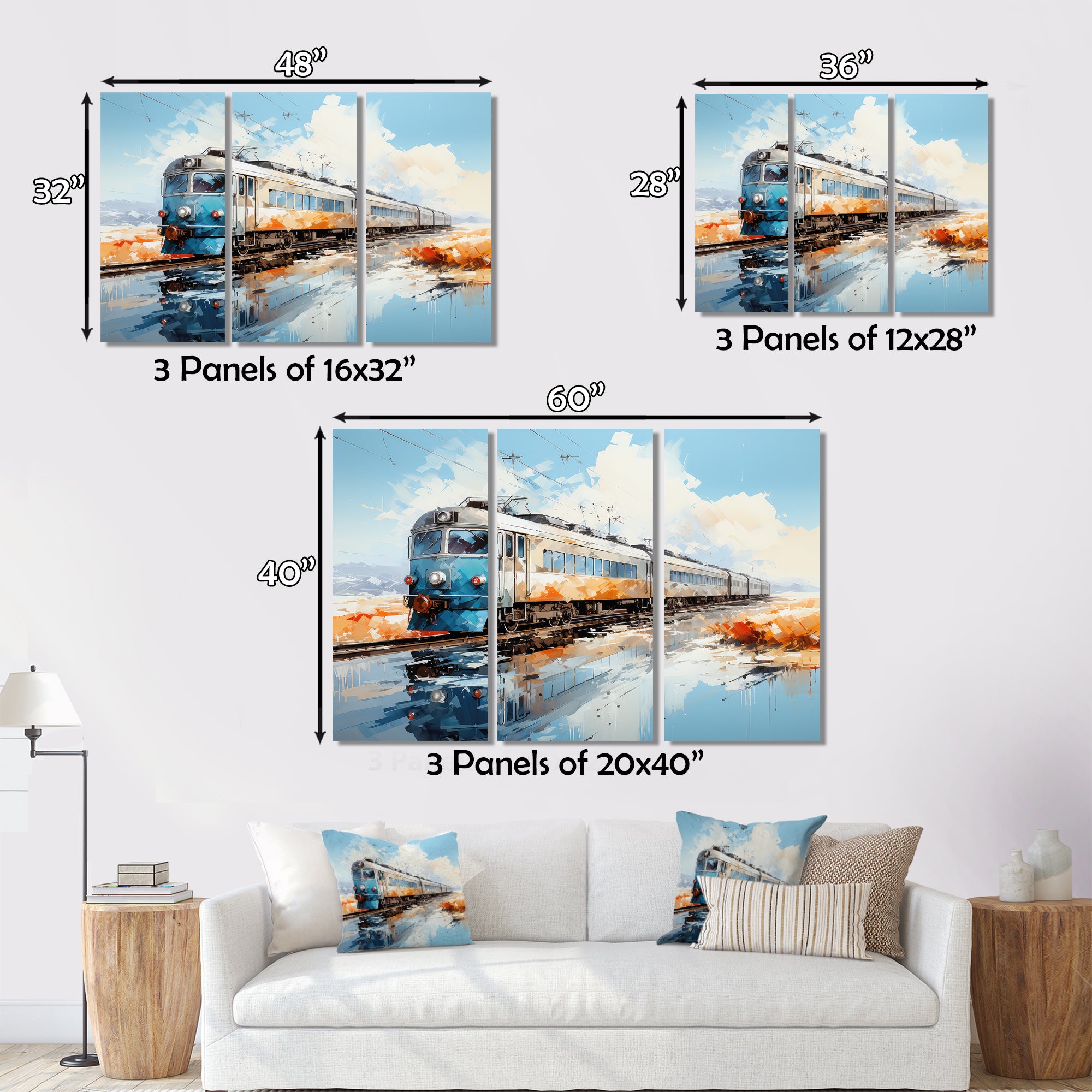 Blue Train Sublime Landscapes I - Train Canvas Wall Art