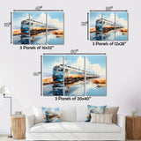 Blue Train Sublime Landscapes I - Train Canvas Wall Art