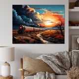 Train Sublime Sunset Landscapes - Train Canvas Wall Art