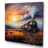 Abstract Train Sunset Express Pointillism I - Train Canvas Wall Art