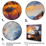 Abstract Train Sunset Express Pointillism I - Train Canvas Wall Art