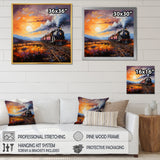 Abstract Train Sunset Express Pointillism I - Train Canvas Wall Art