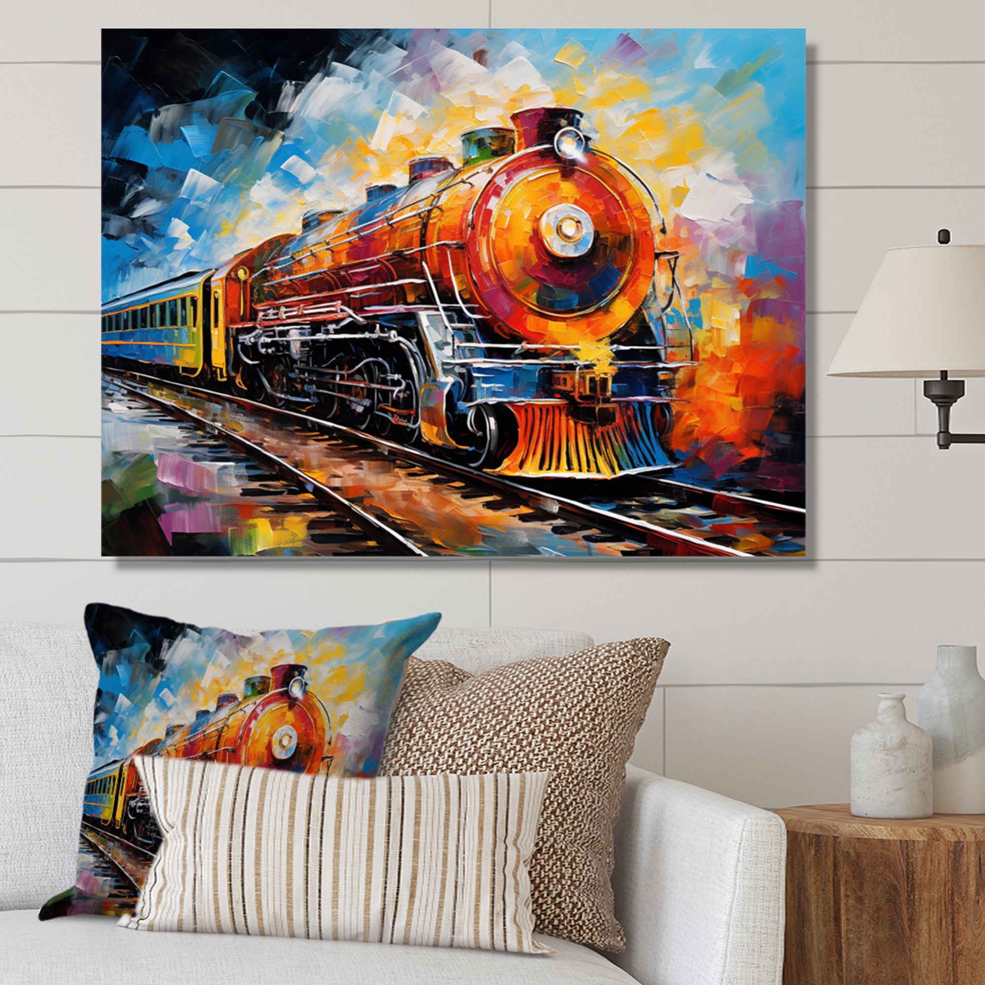 Abstract Train Synesthetic Symphonies - Train Canvas Wall Art