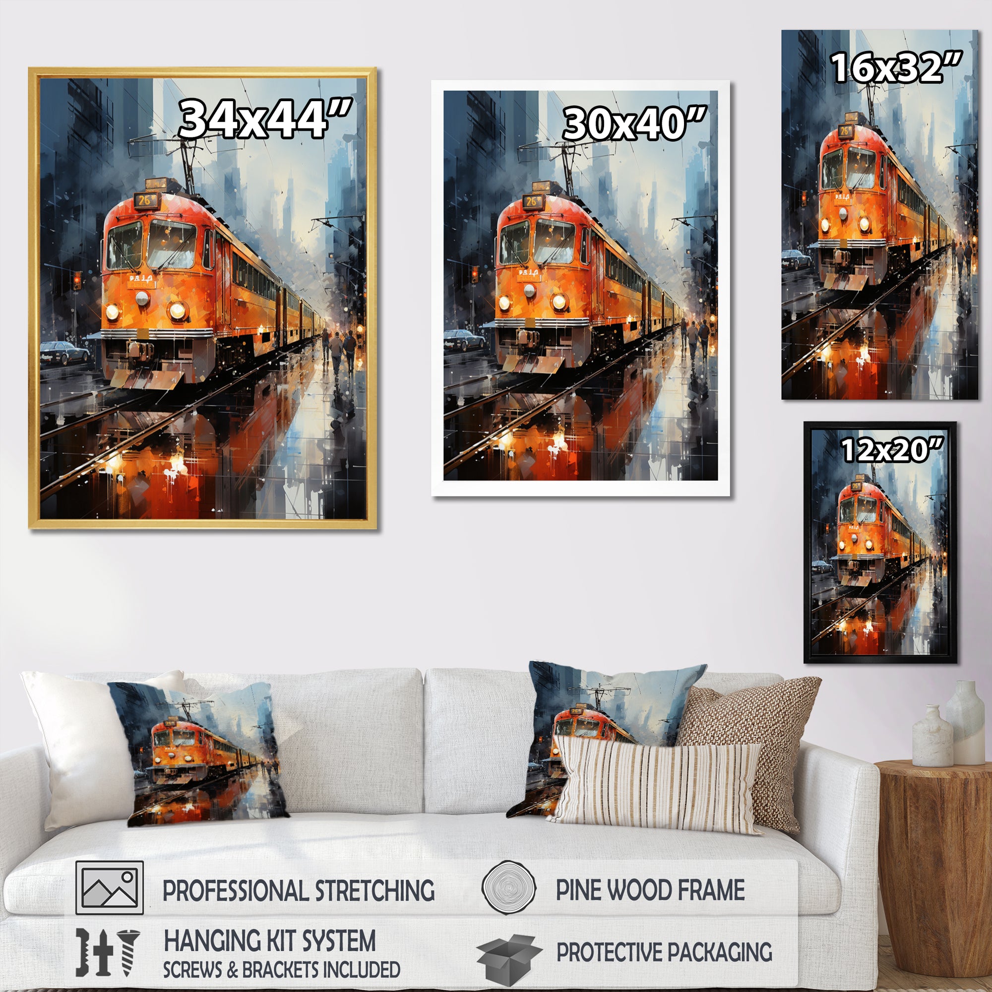 Orange Train Journey I - Train Canvas Wall Art