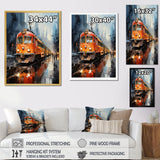 Orange Train Journey I - Train Canvas Wall Art