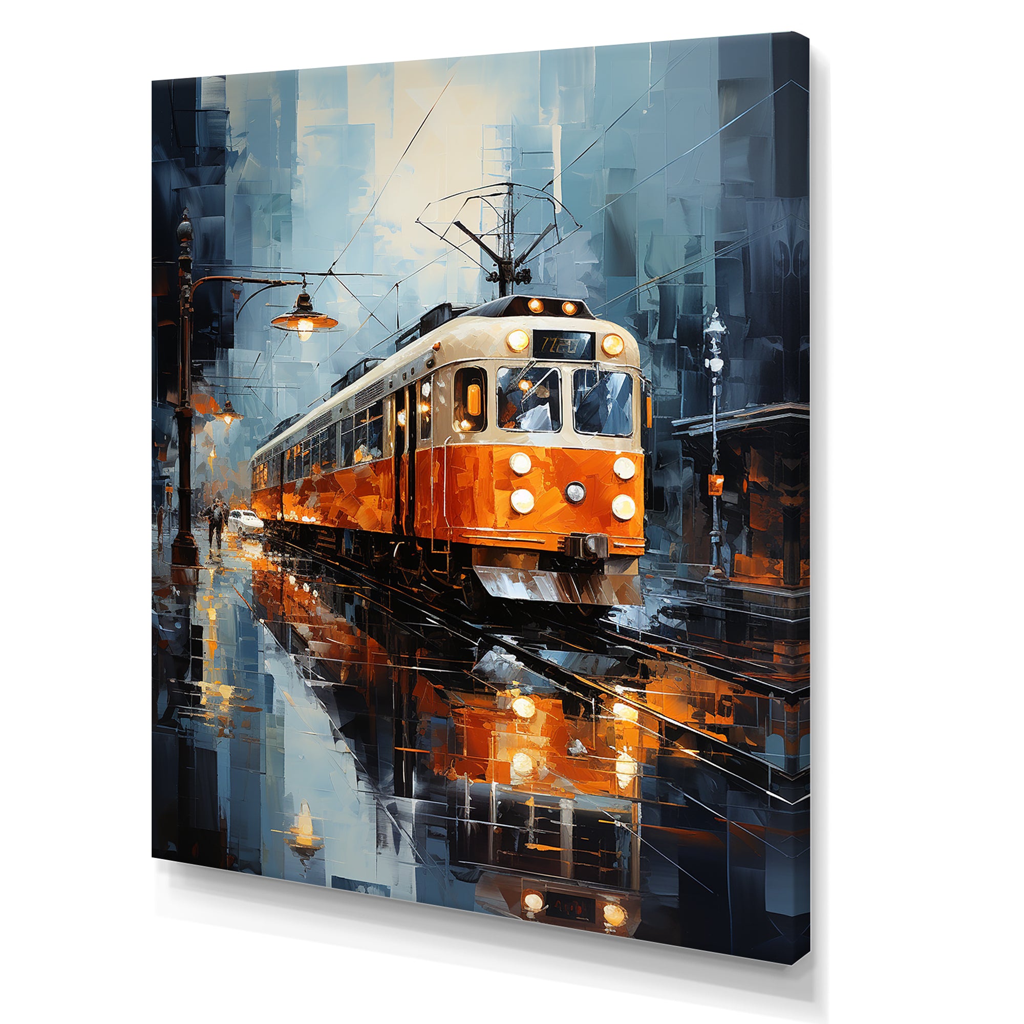 Orange White Train Journey - Train Canvas Wall Art