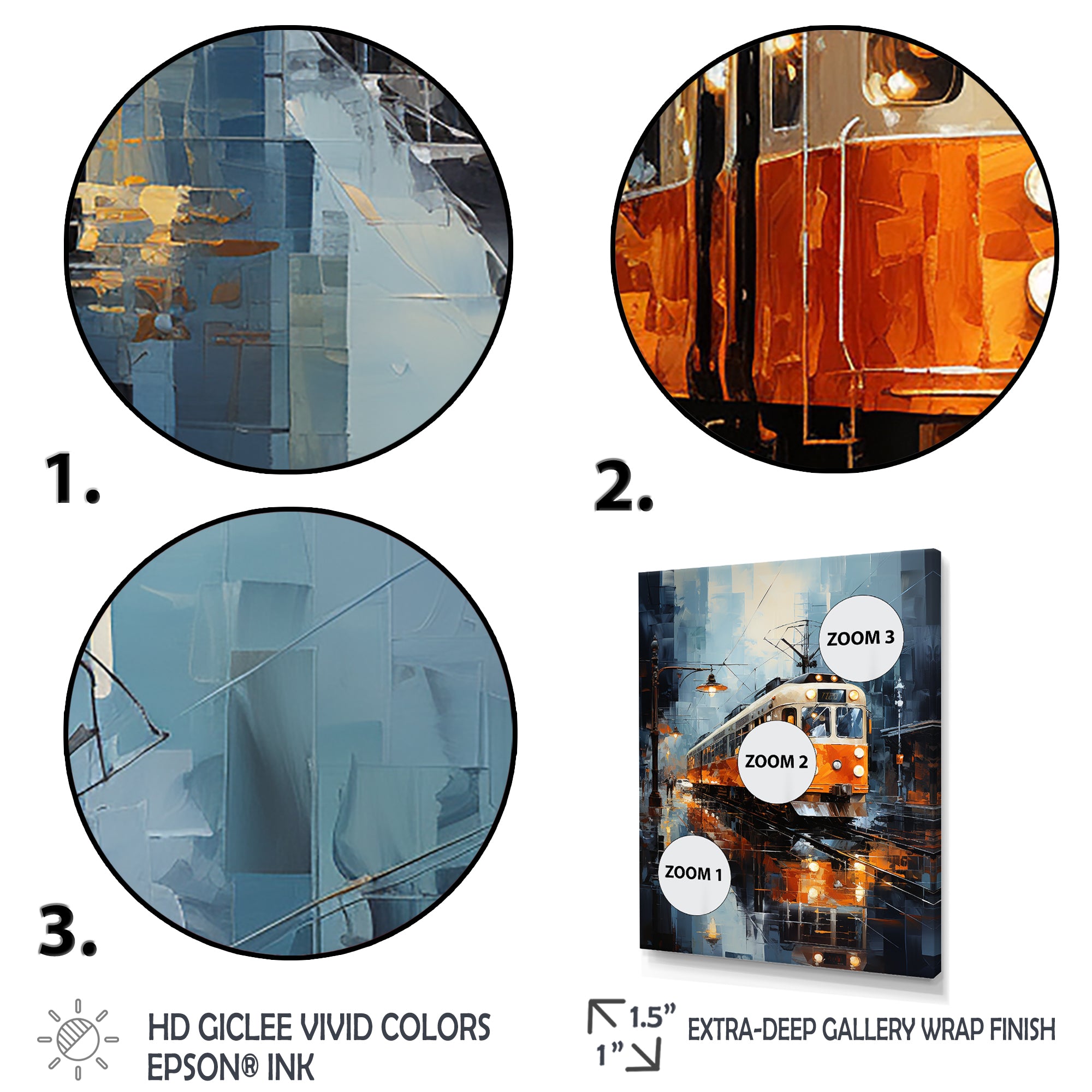 Orange White Train Journey - Train Canvas Wall Art