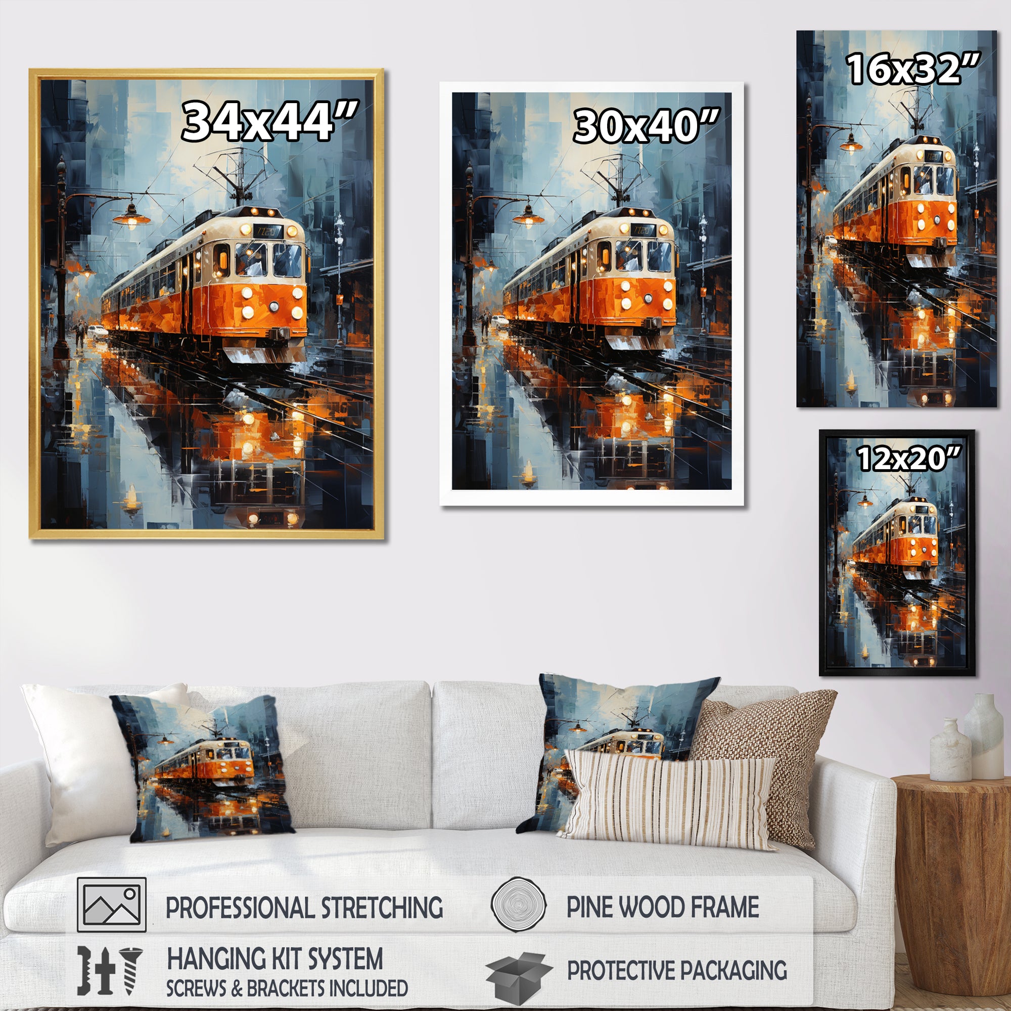 Orange White Train Journey - Train Canvas Wall Art
