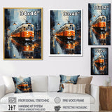 Orange White Train Journey - Train Canvas Wall Art