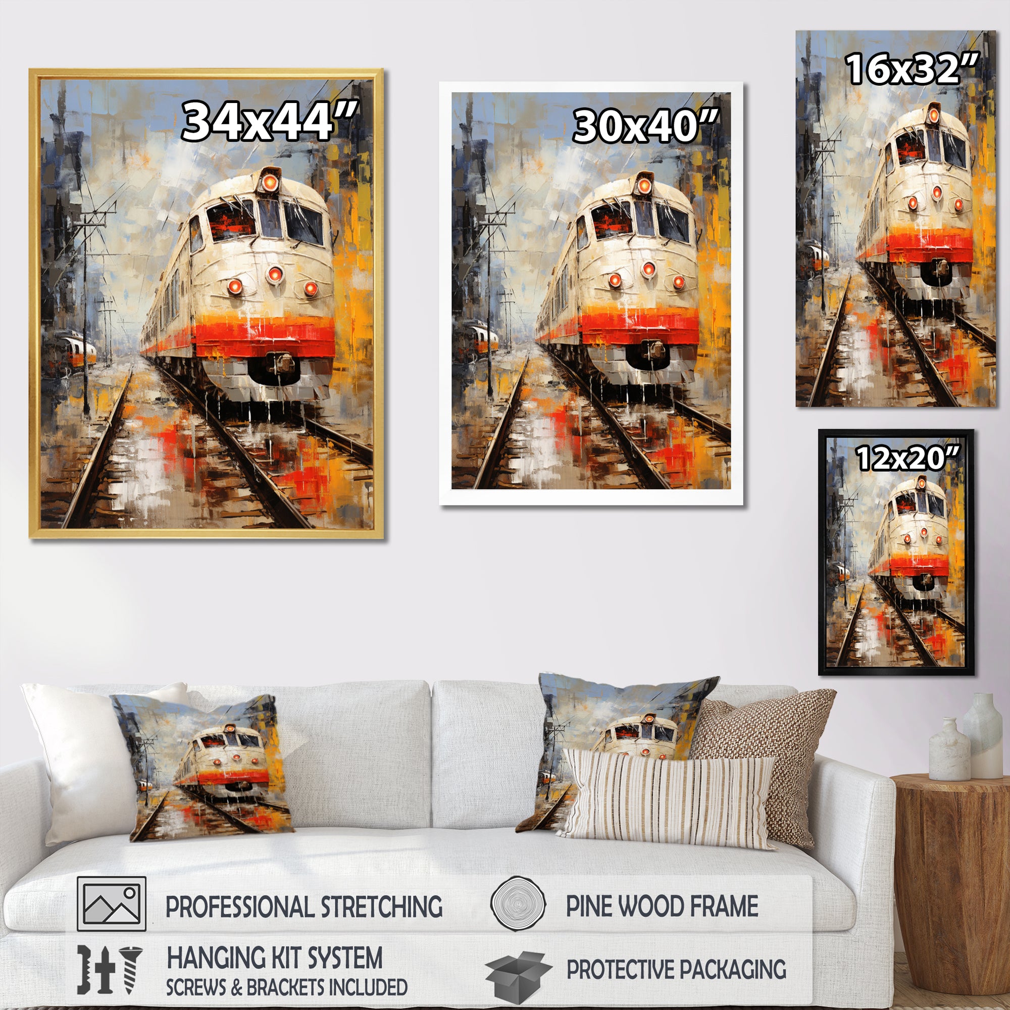 White Red Train Journey - Train Canvas Wall Art
