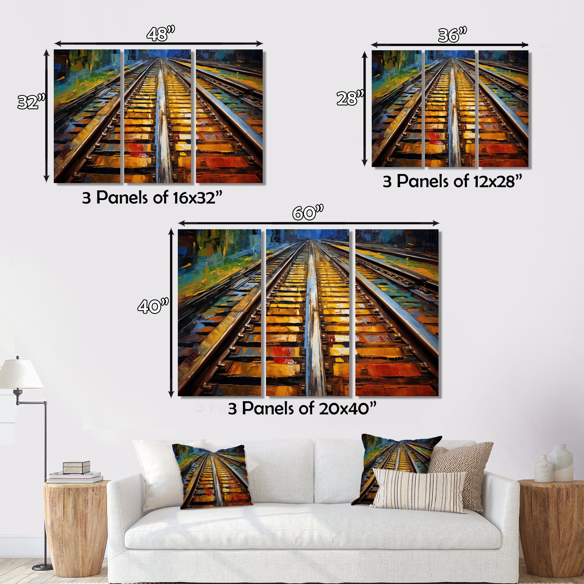 Orange Train Rails Track - Train Canvas Wall Art