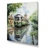 Tranquil Train Retreat Pointillism - Train Canvas Wall Art