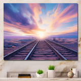 Purple Train Transcendent Tracks - Train Canvas Wall Art