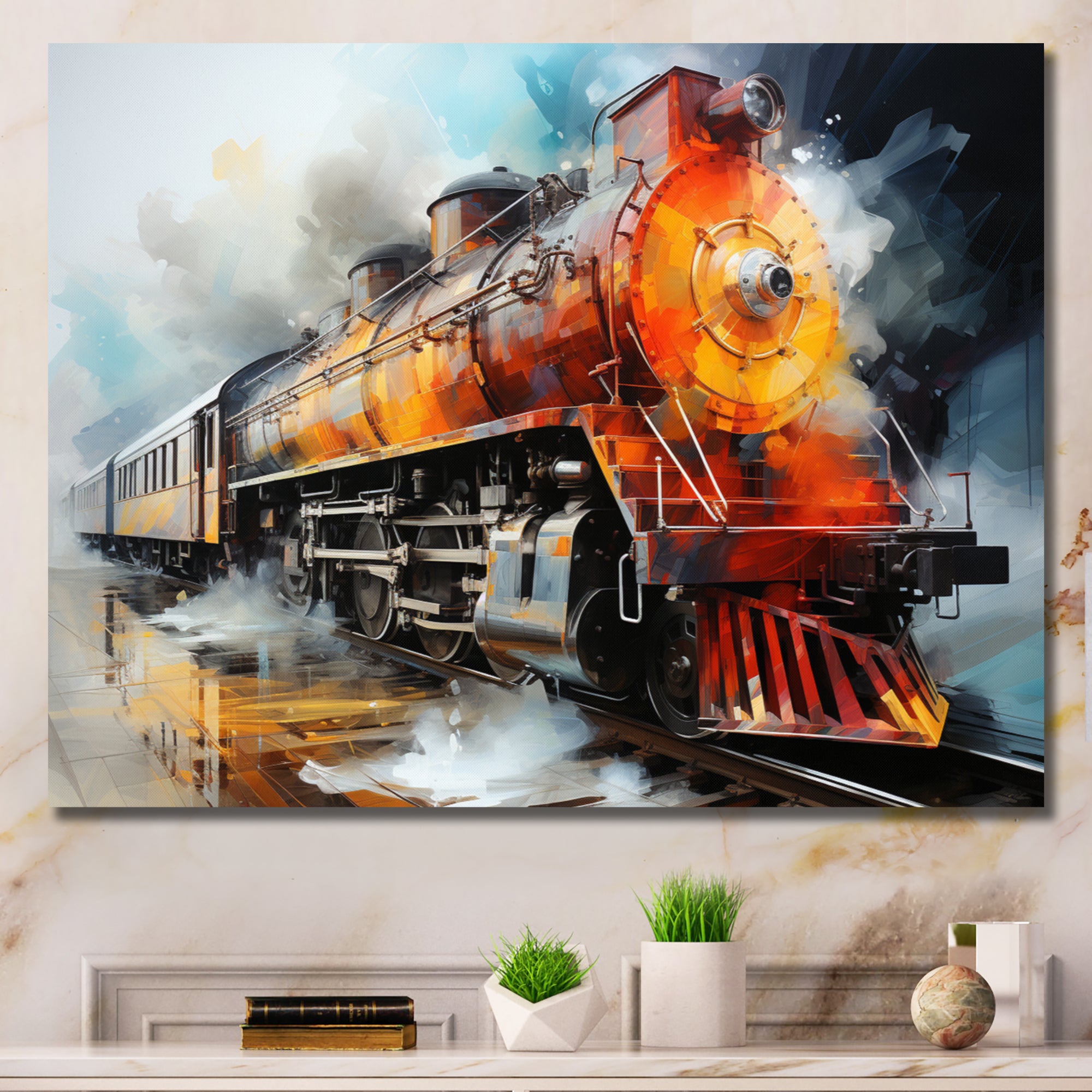 Abstract Train Translucent Rhythms I - Train Canvas Wall Art