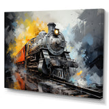 Yellow Grey Train Translucent Rhythms - Train Canvas Wall Art