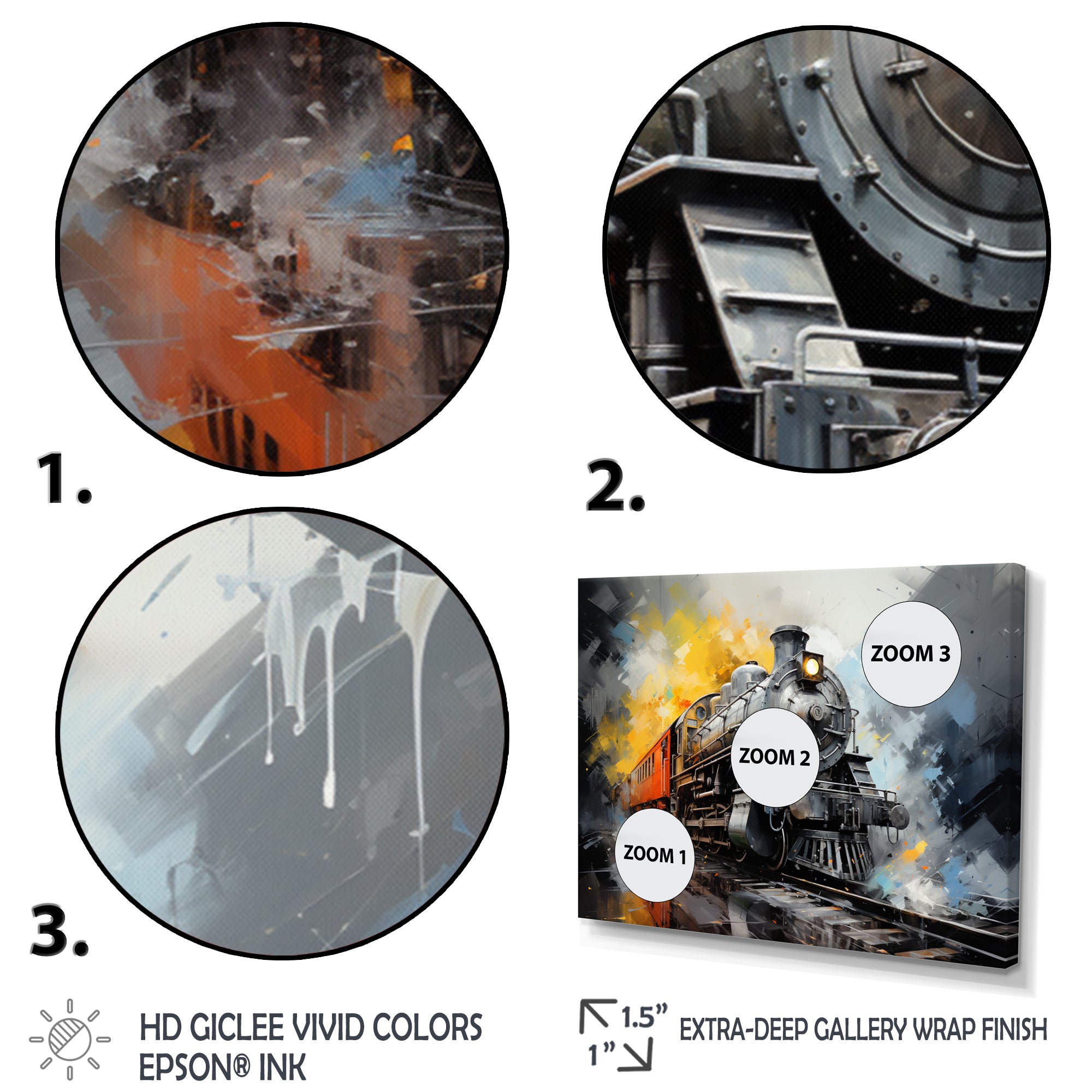 Yellow Grey Train Translucent Rhythms - Train Canvas Wall Art