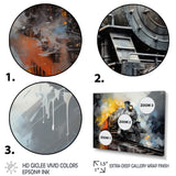 Yellow Grey Train Translucent Rhythms - Train Canvas Wall Art