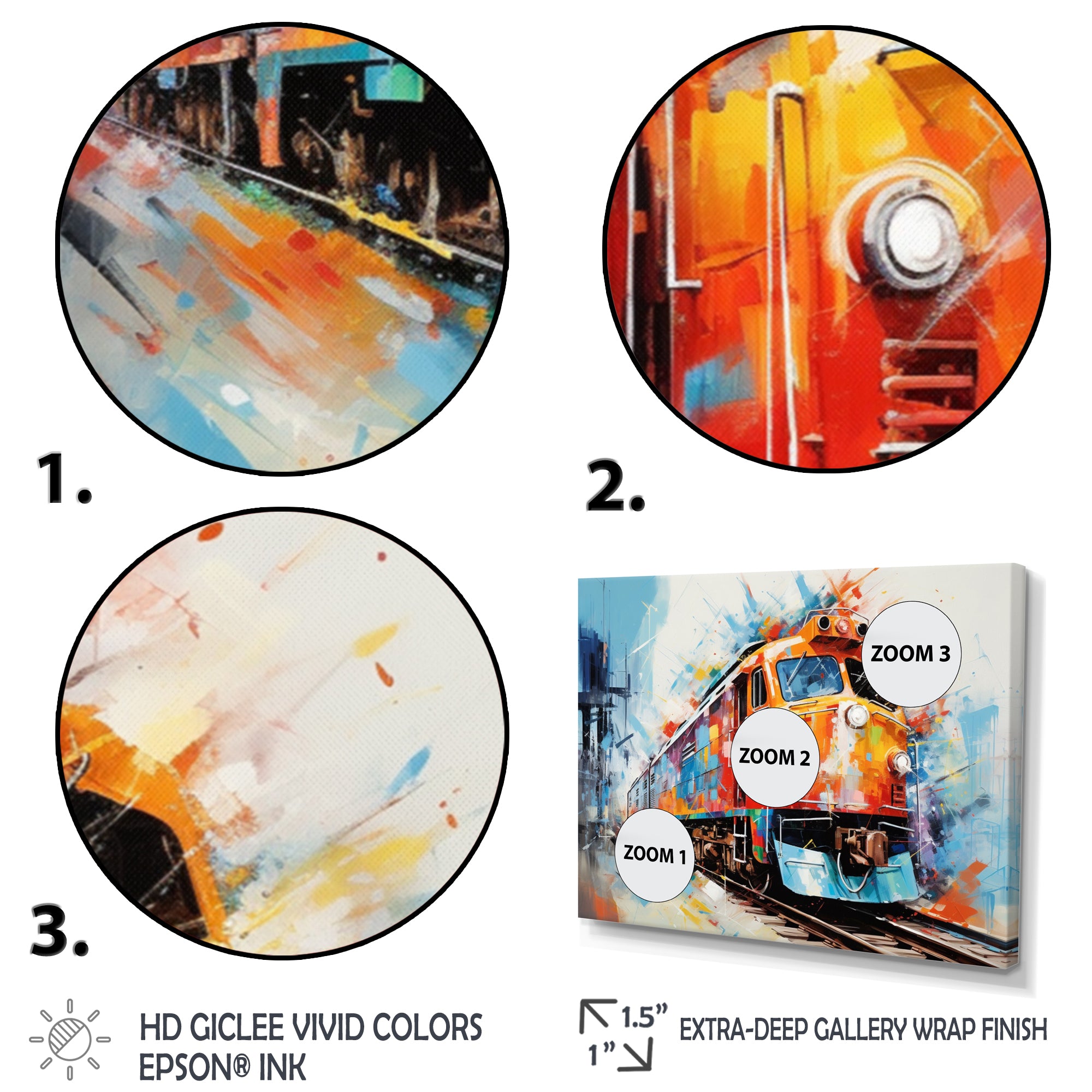 Abstract Train Vibrant Rails - Train Canvas Wall Art
