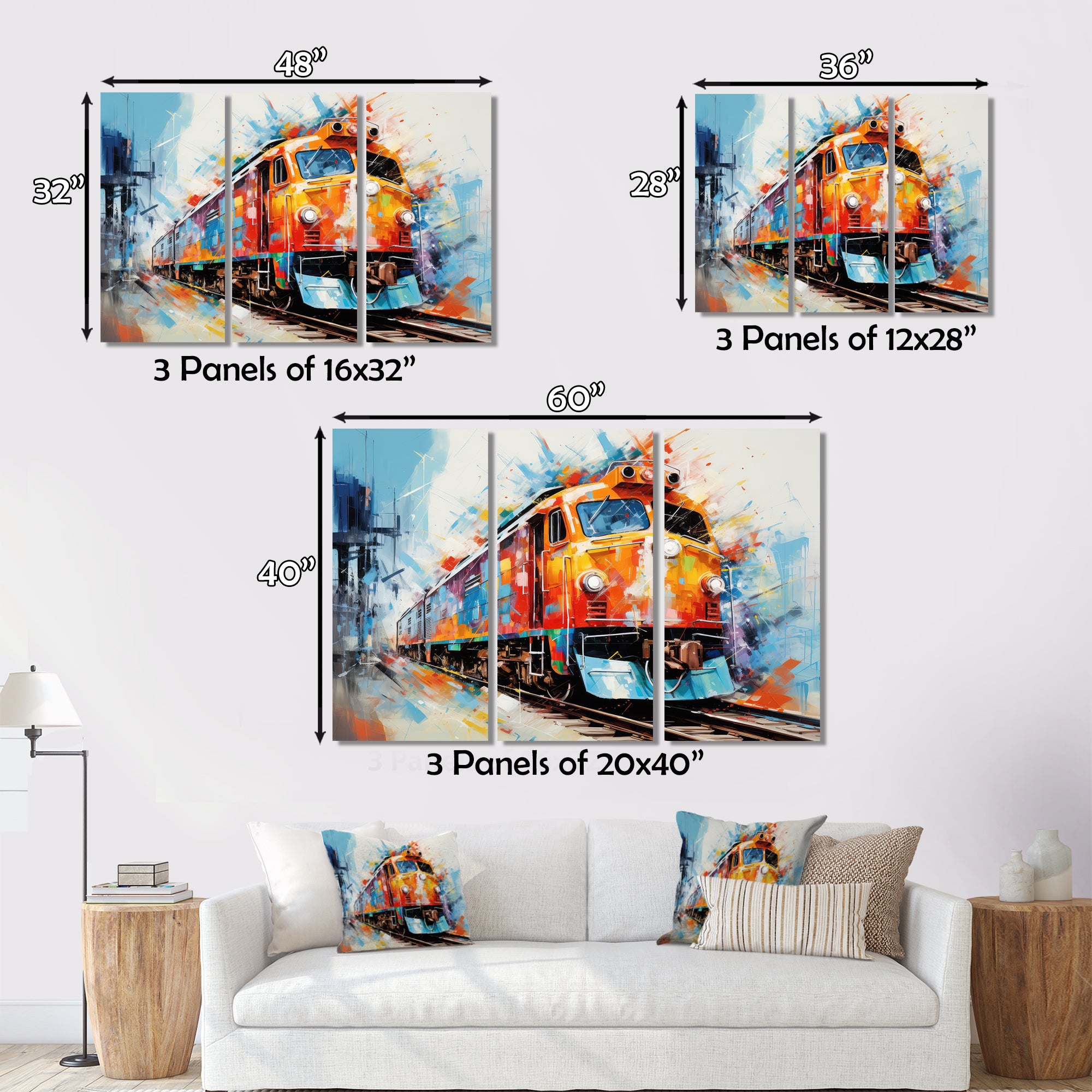 Abstract Train Vibrant Rails - Train Canvas Wall Art