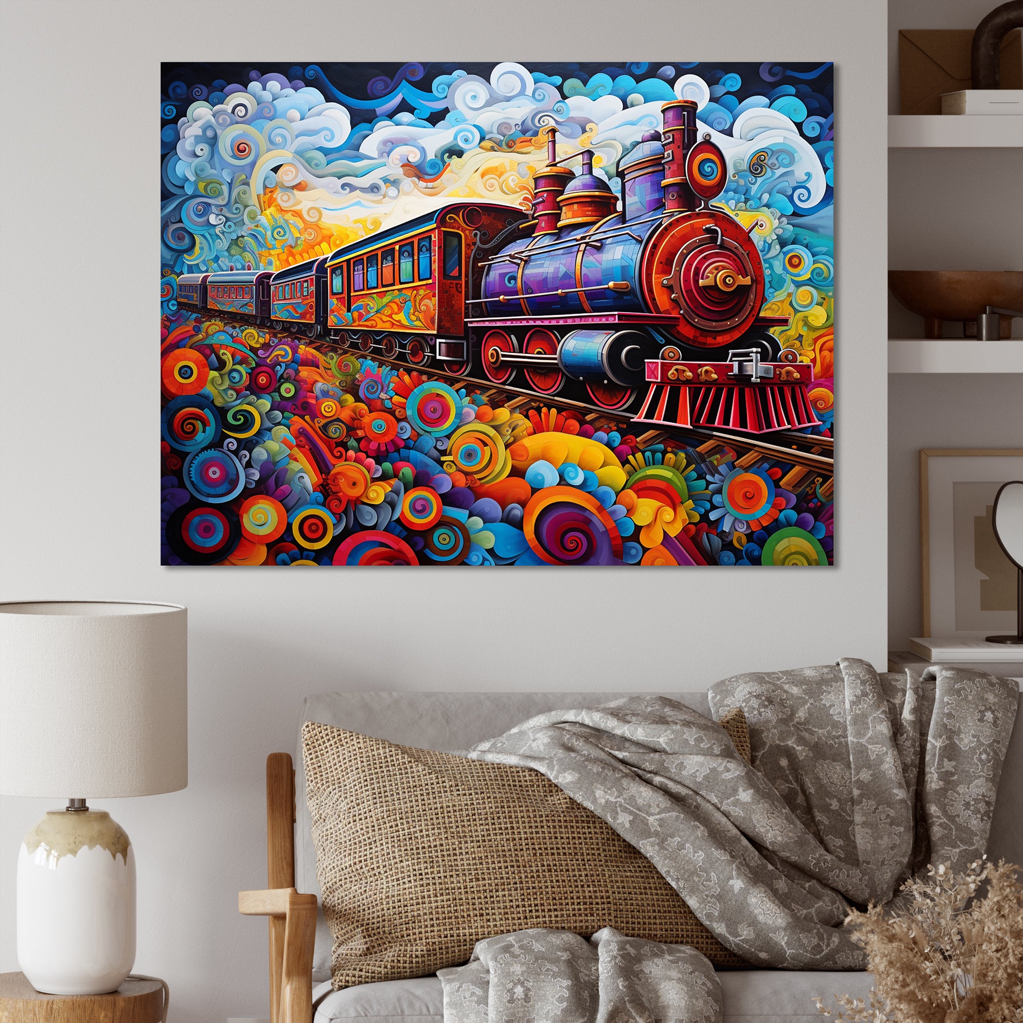 Abstract Train Whimsical Journey I - Train Canvas Wall Art