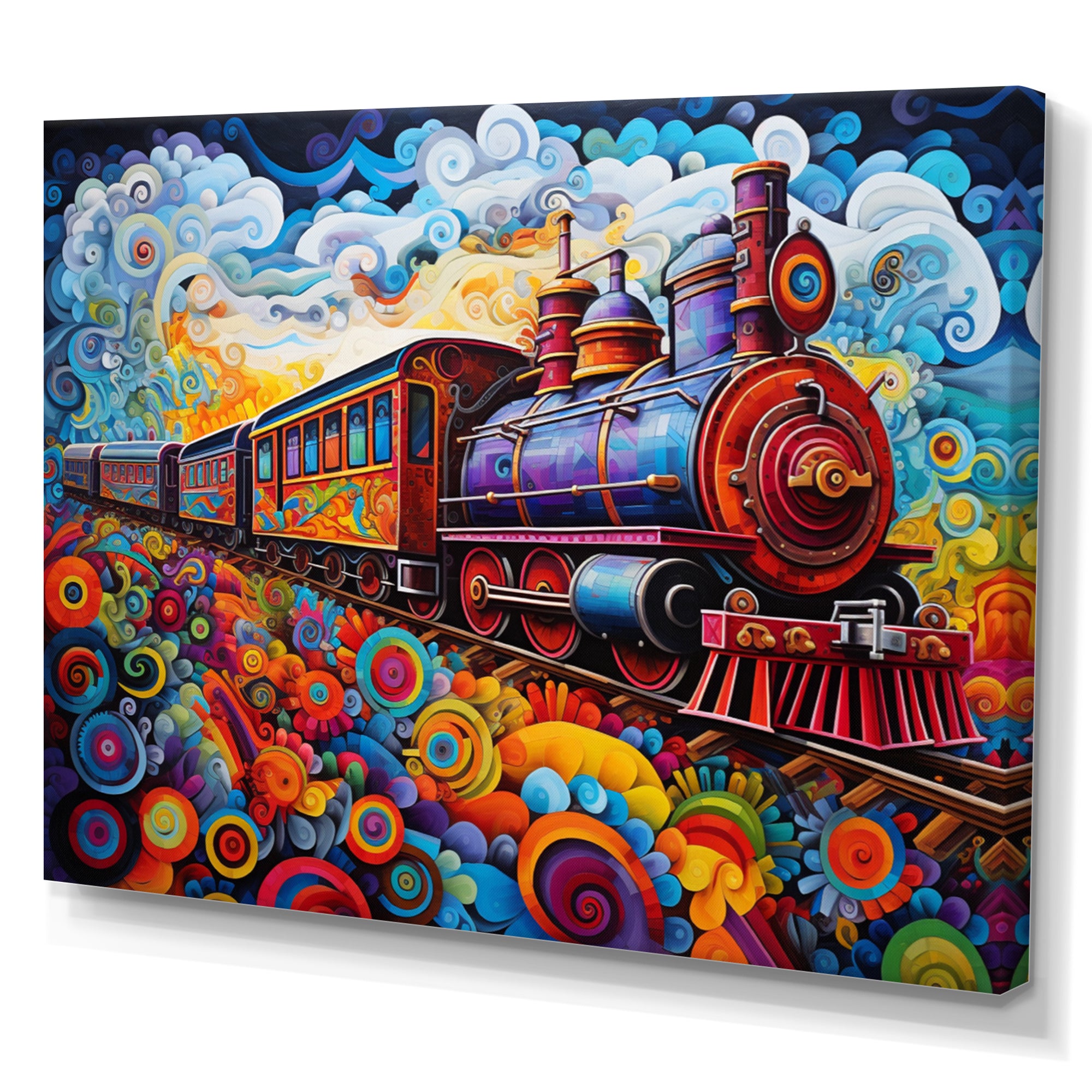 Abstract Train Whimsical Journey I - Train Canvas Wall Art